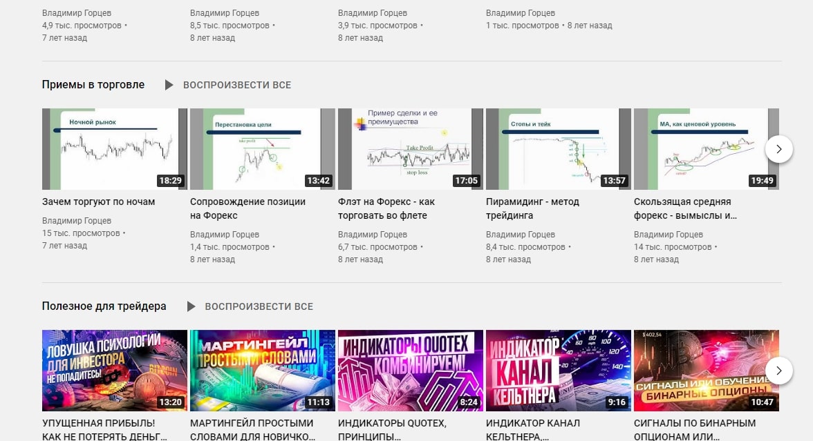 Ютуб Владимира Горцева