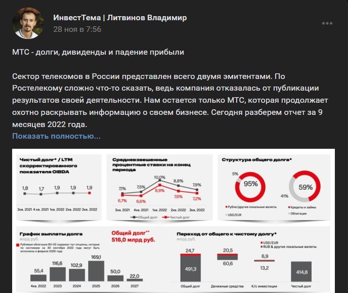 Владимир Литвинов инвест тема вконтакте