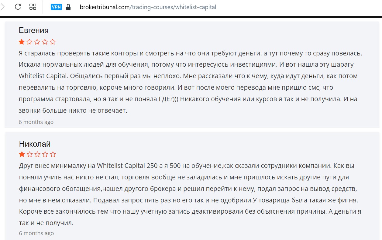 Отзывы о Whitelist capital