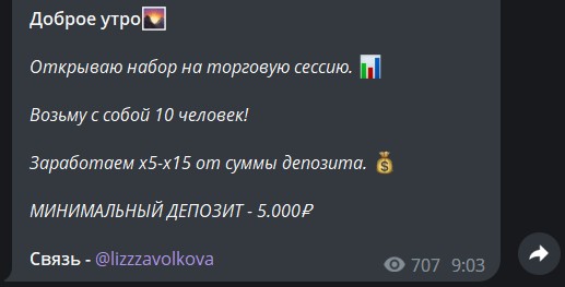 Условия работы с Елизавета Волкова