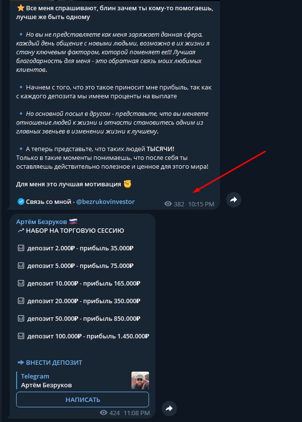 Анализ телеграм-канала Артем Безруков Инвестиции