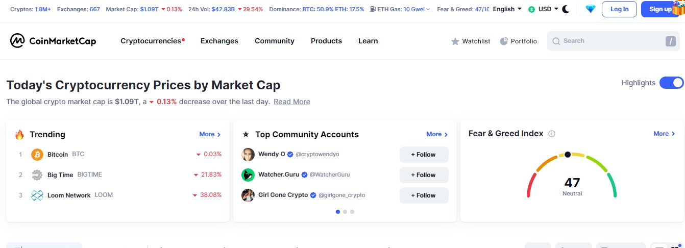 CoinMarketCap - сайт