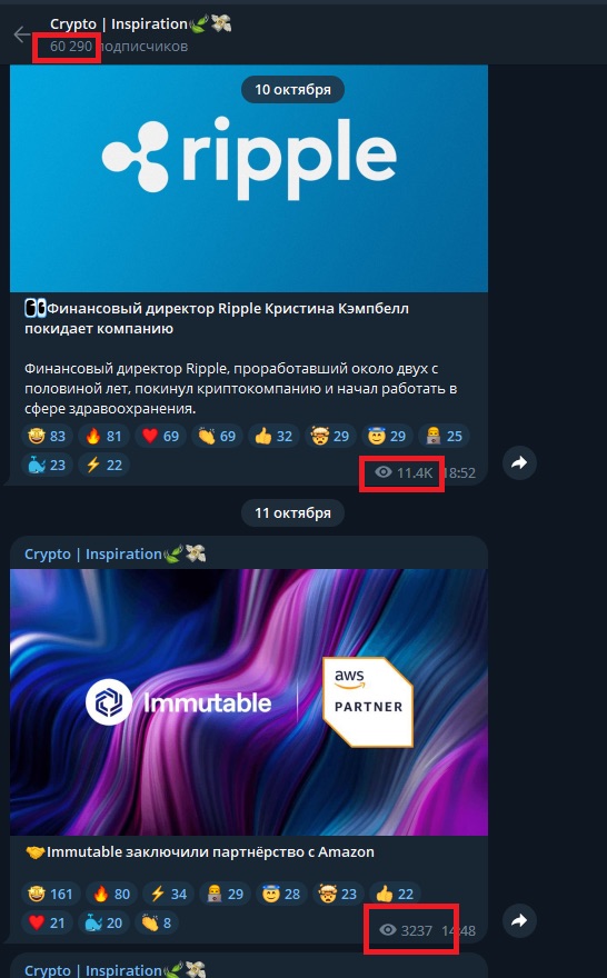 Проверка в телеграм-канале Crypto Inspiration