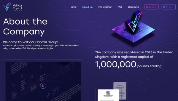 Сайт проекта Valticor Capital