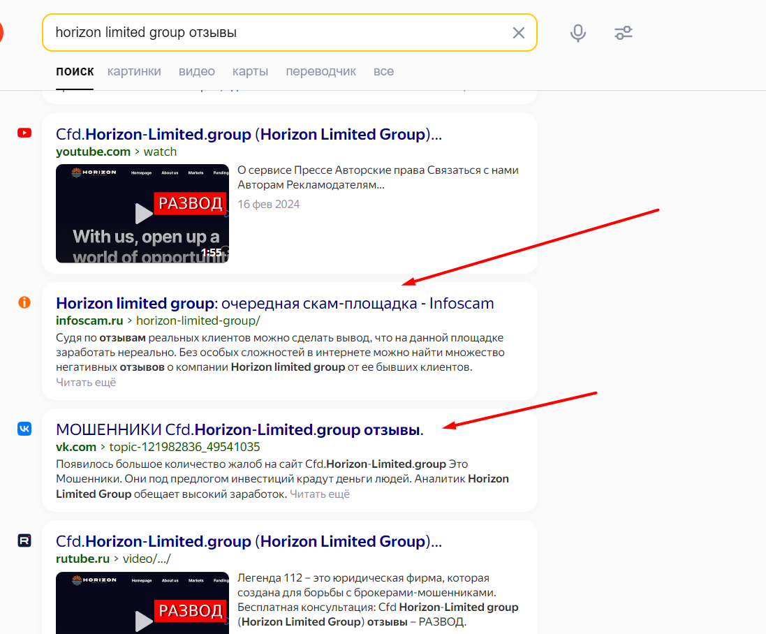 horizon limited group лохотрон