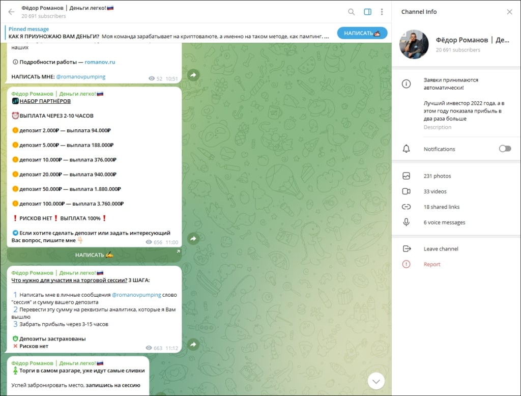 Федор Романов Инвестиции телеграмм